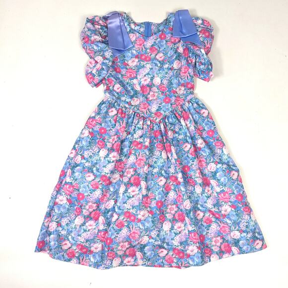 Vtg Bryan Dress Girls Sz 8 Floral Tea Party Fancy Princess 90s - Picture 1 of 7